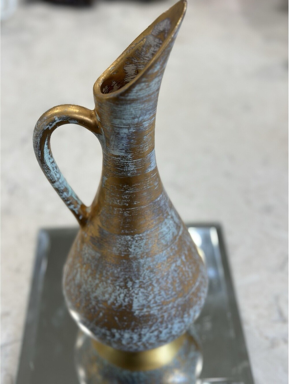 Vintage mid-century modern art pottery ewer/vase Stangl Pottery “Antique Gold”